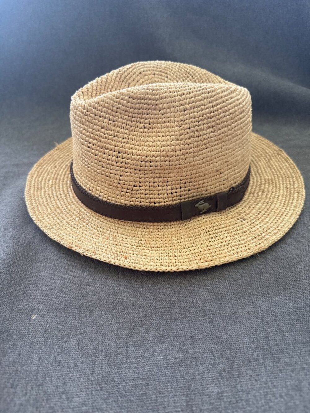 Peter Grimm Natural Straw Fedora Hat With Brown Band Lightweight & Breathable